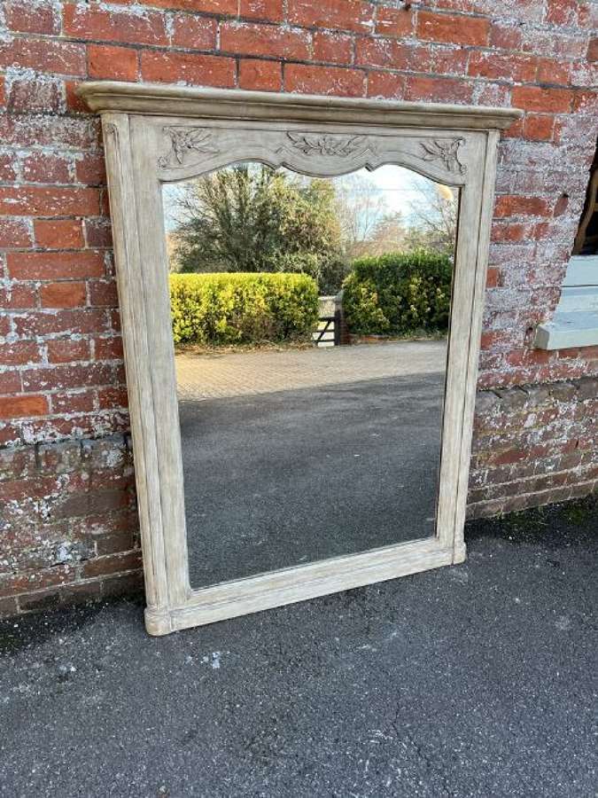 A Superb Large Antique French 19th Century Carved Wood Painted Mirror