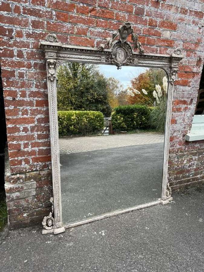 A Exceptional Large Antique English 19th Century Painted Mirror