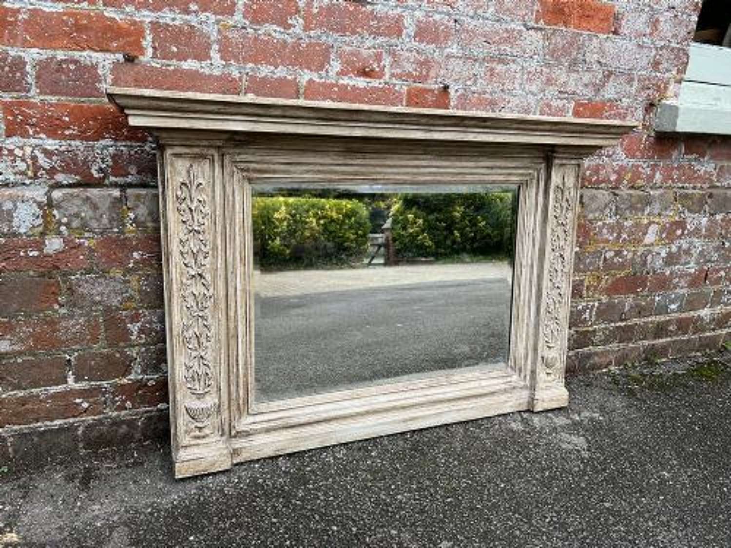 A Delightful Good Size Antique English 19th C Painted OvermantleMirror