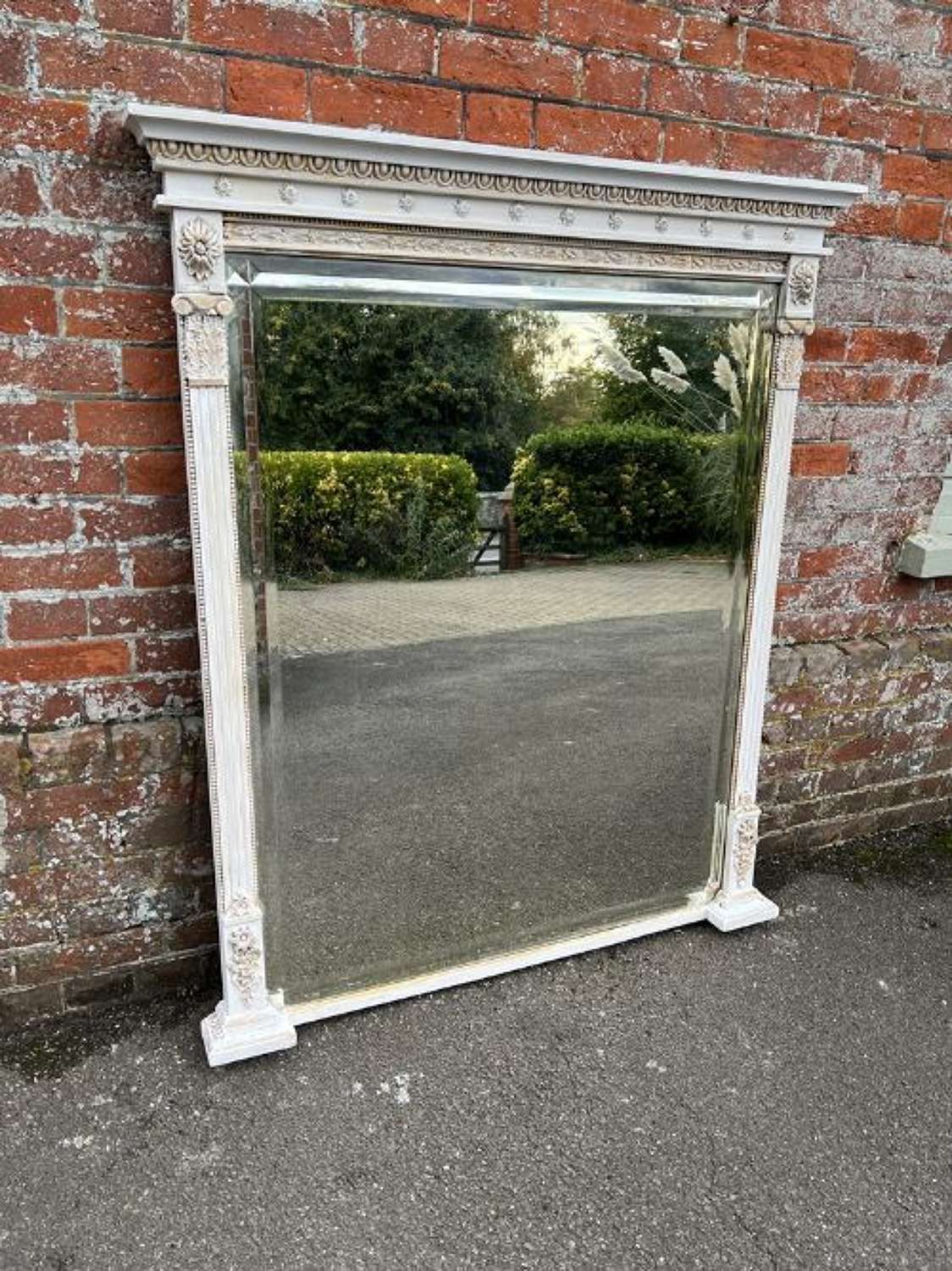 A Fabulous Large Antique English 19th Century Painted Mirror