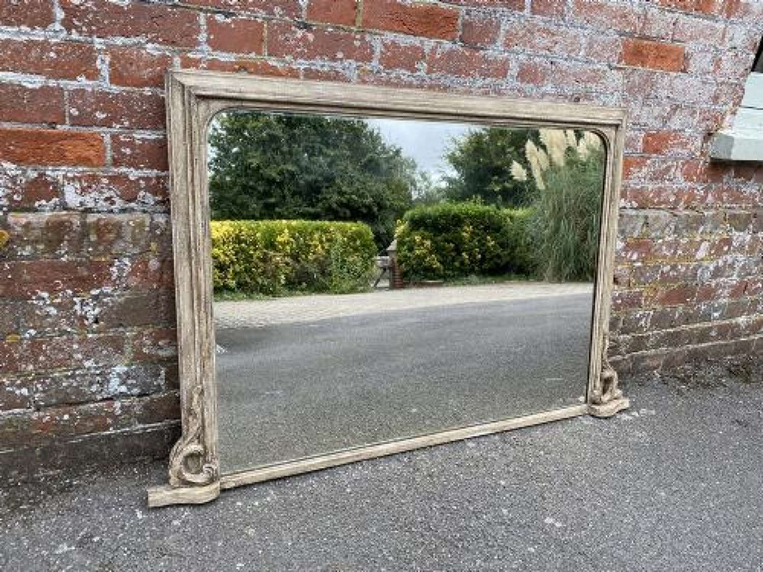 A Superb Good Size Antique English 19th Century Painted Mirror