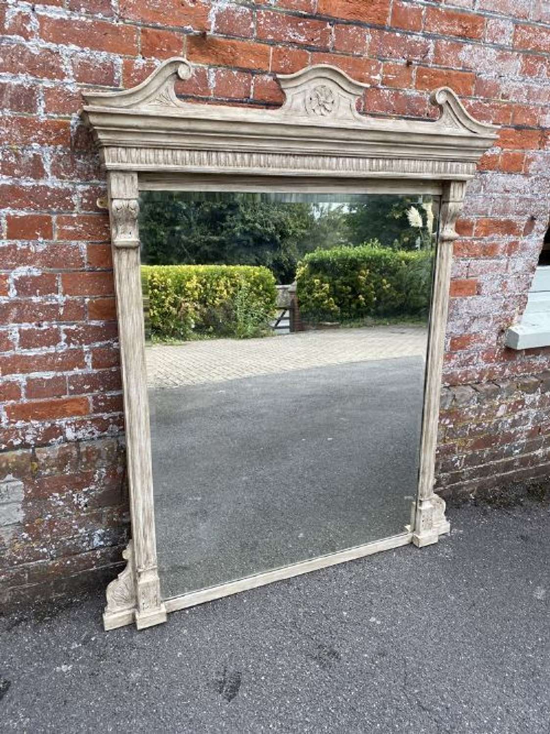 A Superb Large Antique English Early 20th Century Painted Mirror
