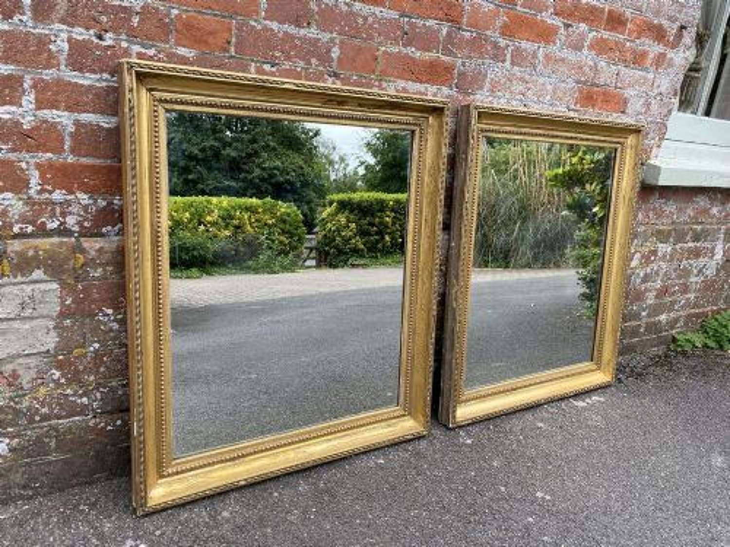 A Stunning Pair Of Antique French 19th Century Original gilt Mirrors.