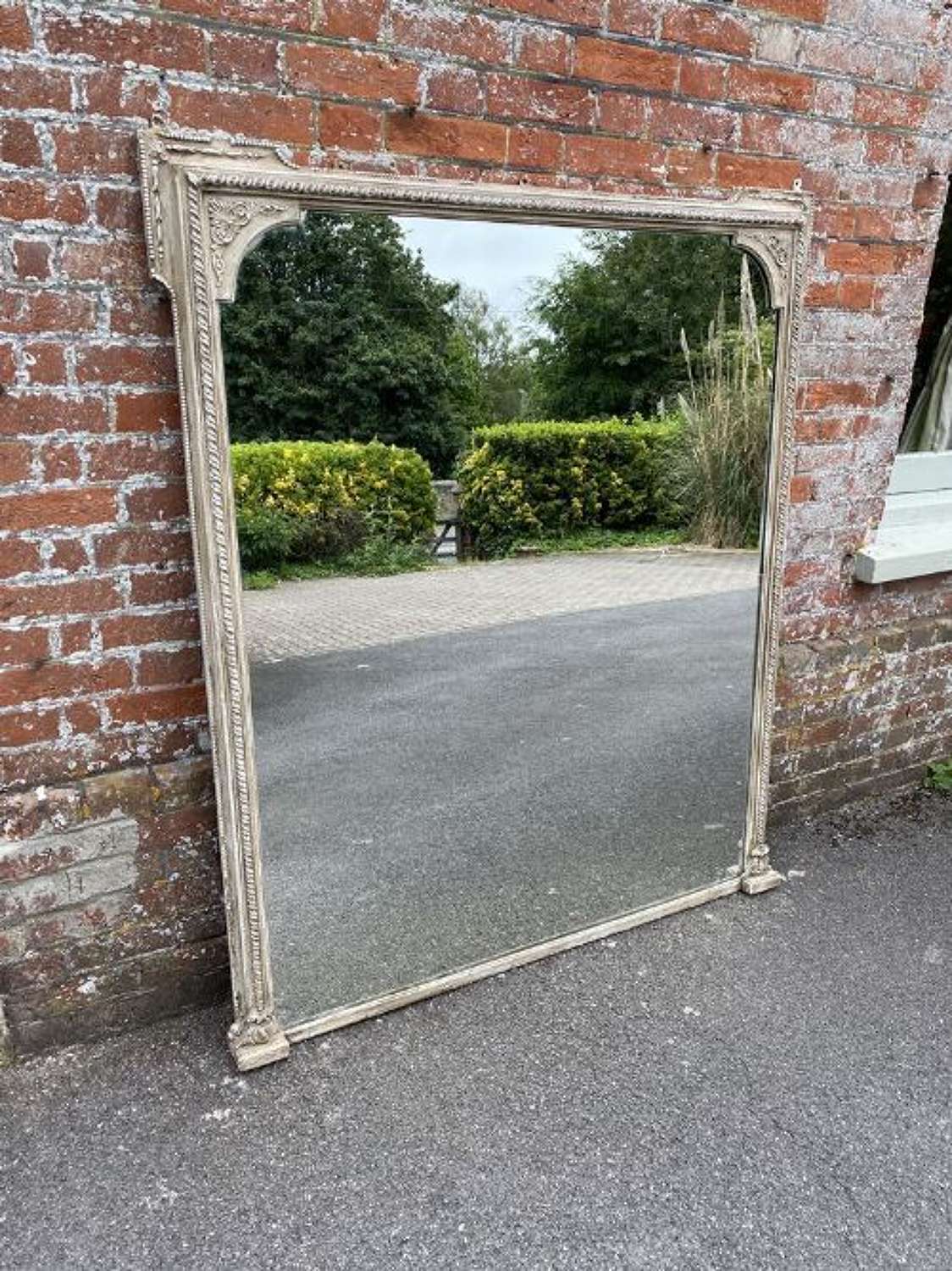 A Spectacular Large Antique English 19th Century Painted Mirror
