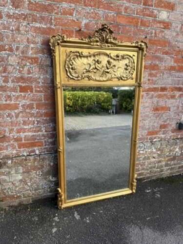 A Fabulous Large Antique French 19th Century Gilt Mirror