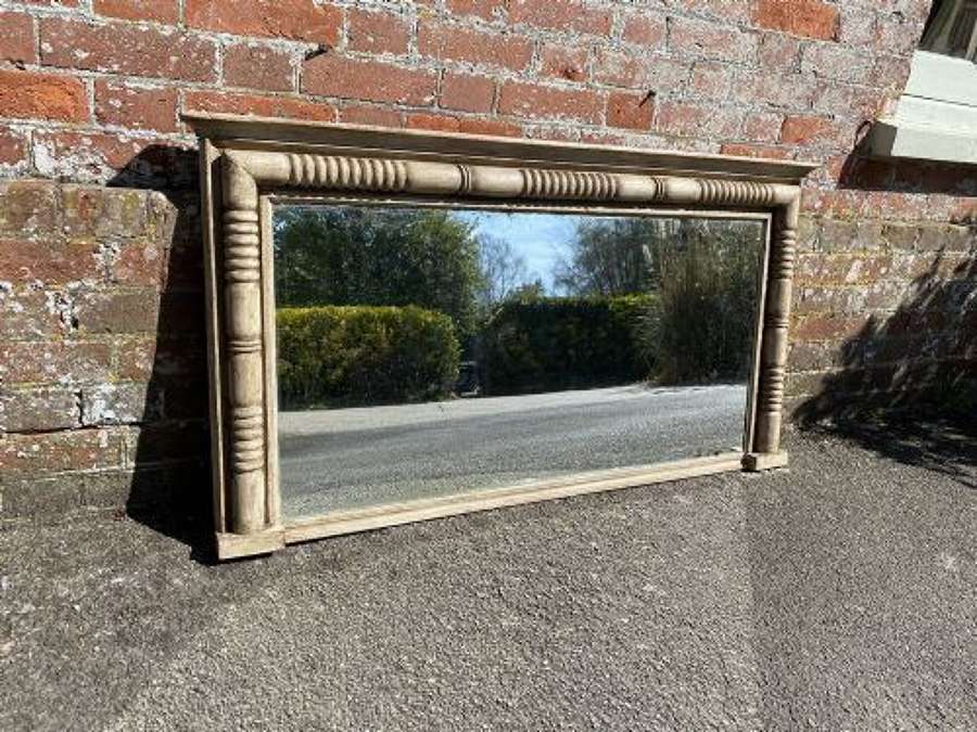 A Highly Useful Size Antique English 19th C Ribbed Overmantle Mirror.