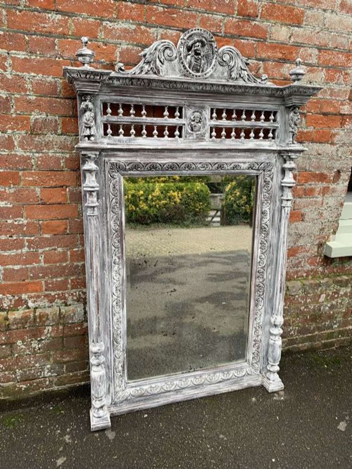 A Fabulous Large Antique French 19th Century Carved Wood Distressed Pa