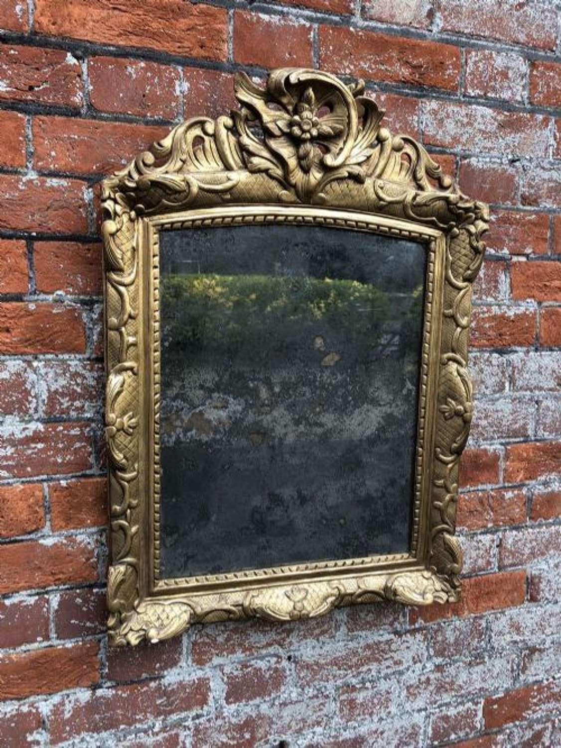 An Exceptional Antique French 19th C Carved Wood & gesso Mirror.