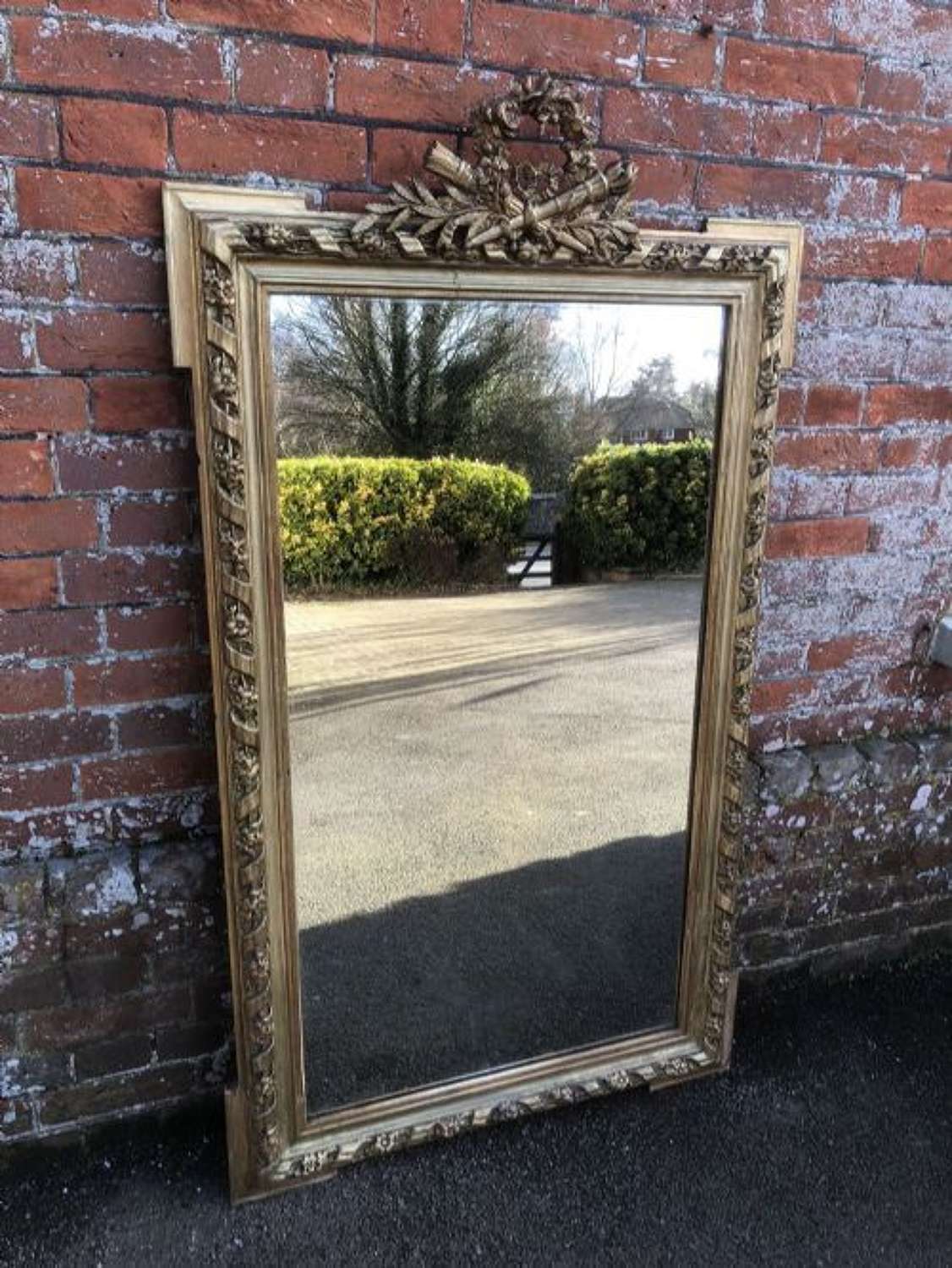A Superb  Antique 19th Century French Carved Wood & Gesso Mirror.