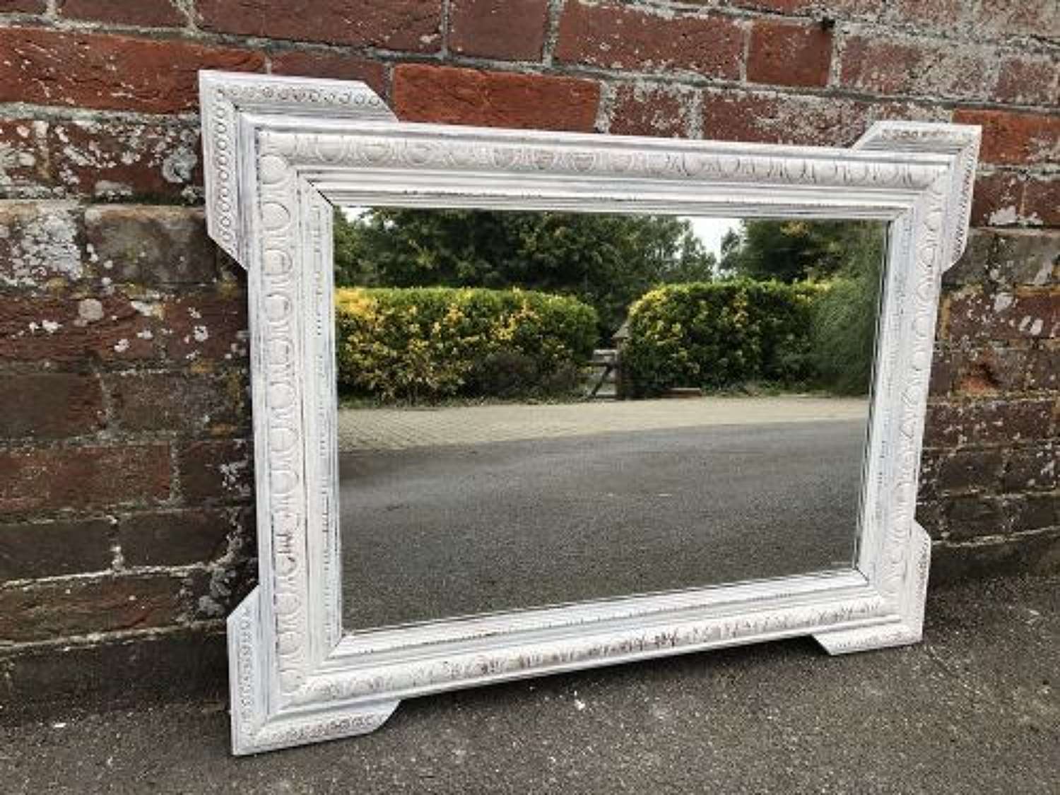 A Useful Size Antique 19th Century French Carved Wood Painted Mirror.