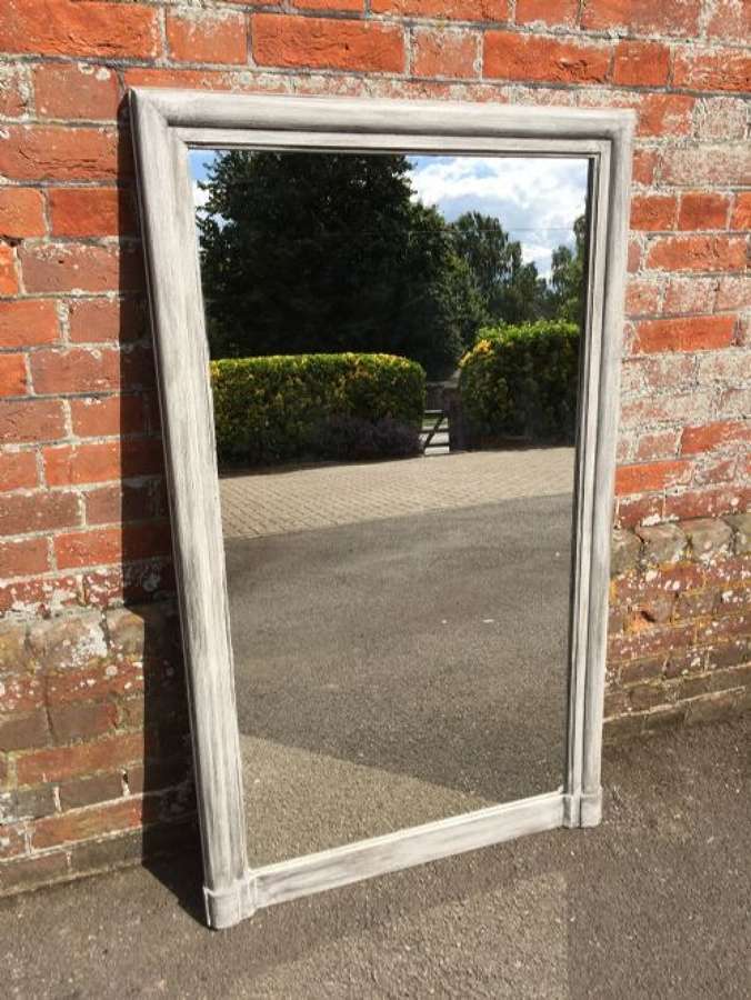 A Useful Size Antique 19th Century French Carved Wood Painted Mirror,
