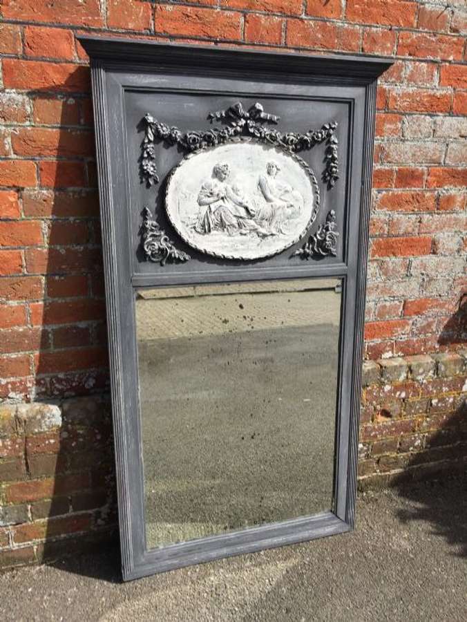 A Fabulous Antique 19th Century French Trumeau Distressed Mirror
