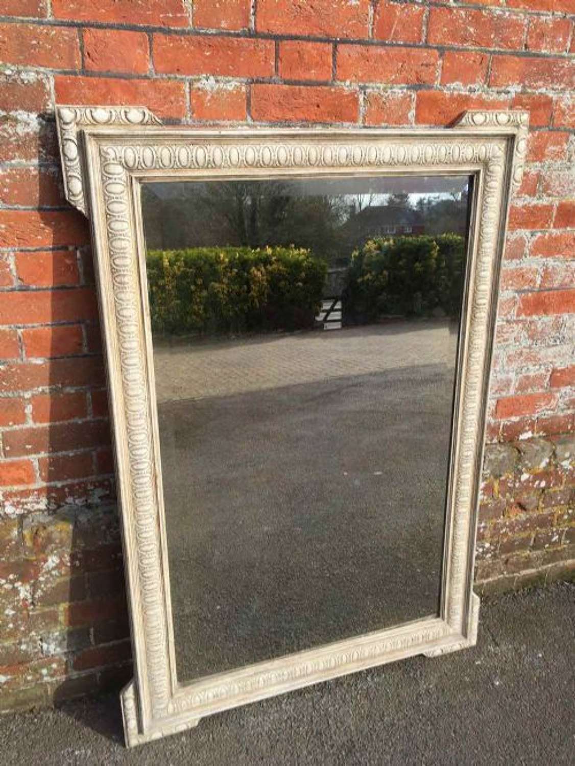 A Very Useful Size Antique 19th C French Painted Mirror