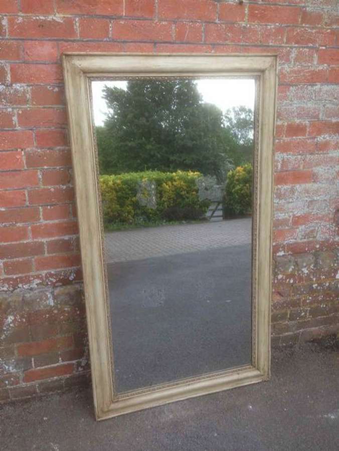 A Very Useful Size Antique 19th Century French Gesso Painted Mirror.