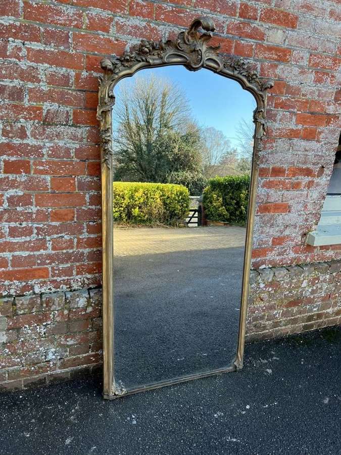 A Stunning large Antique French 19th C original gilt shaped top Mirror