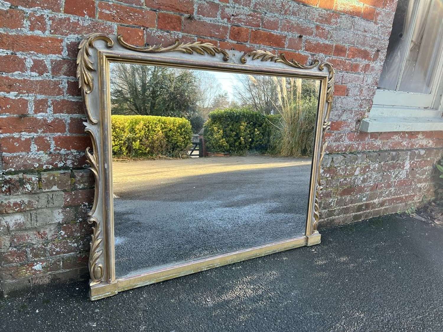 A Delightful large Antique 19th Century French gilt & painted Mirror.