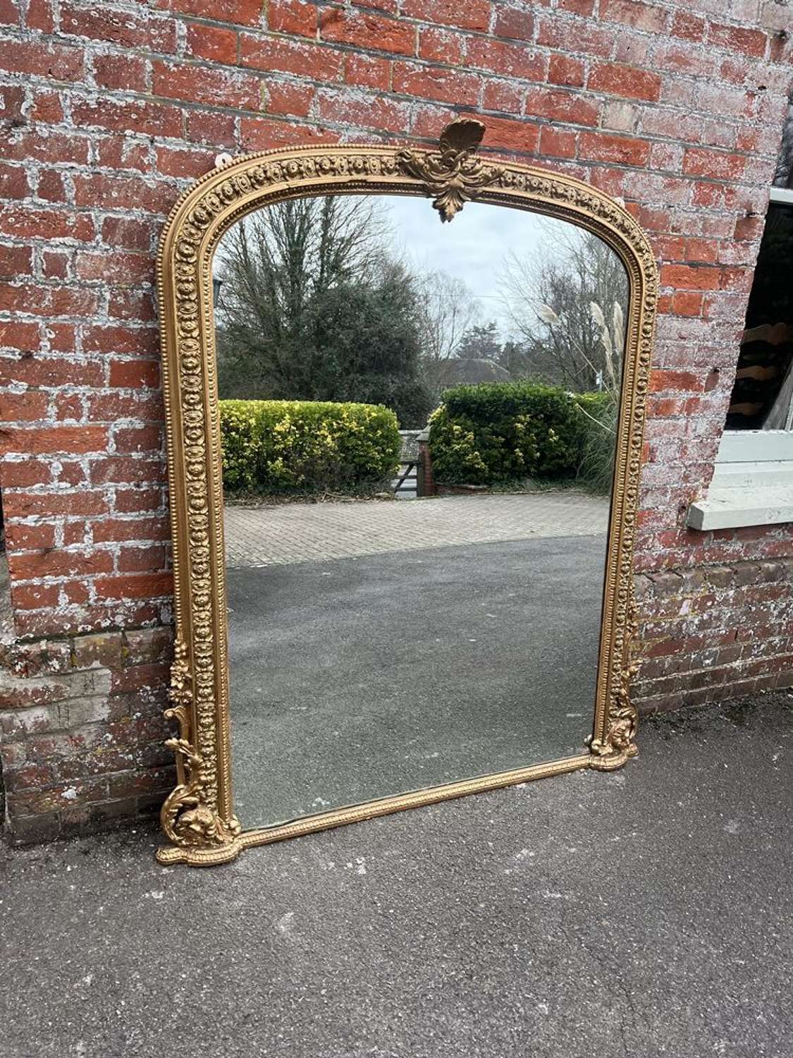 An Exceptional large Antique English 19th Century Overmantle Mirror.
