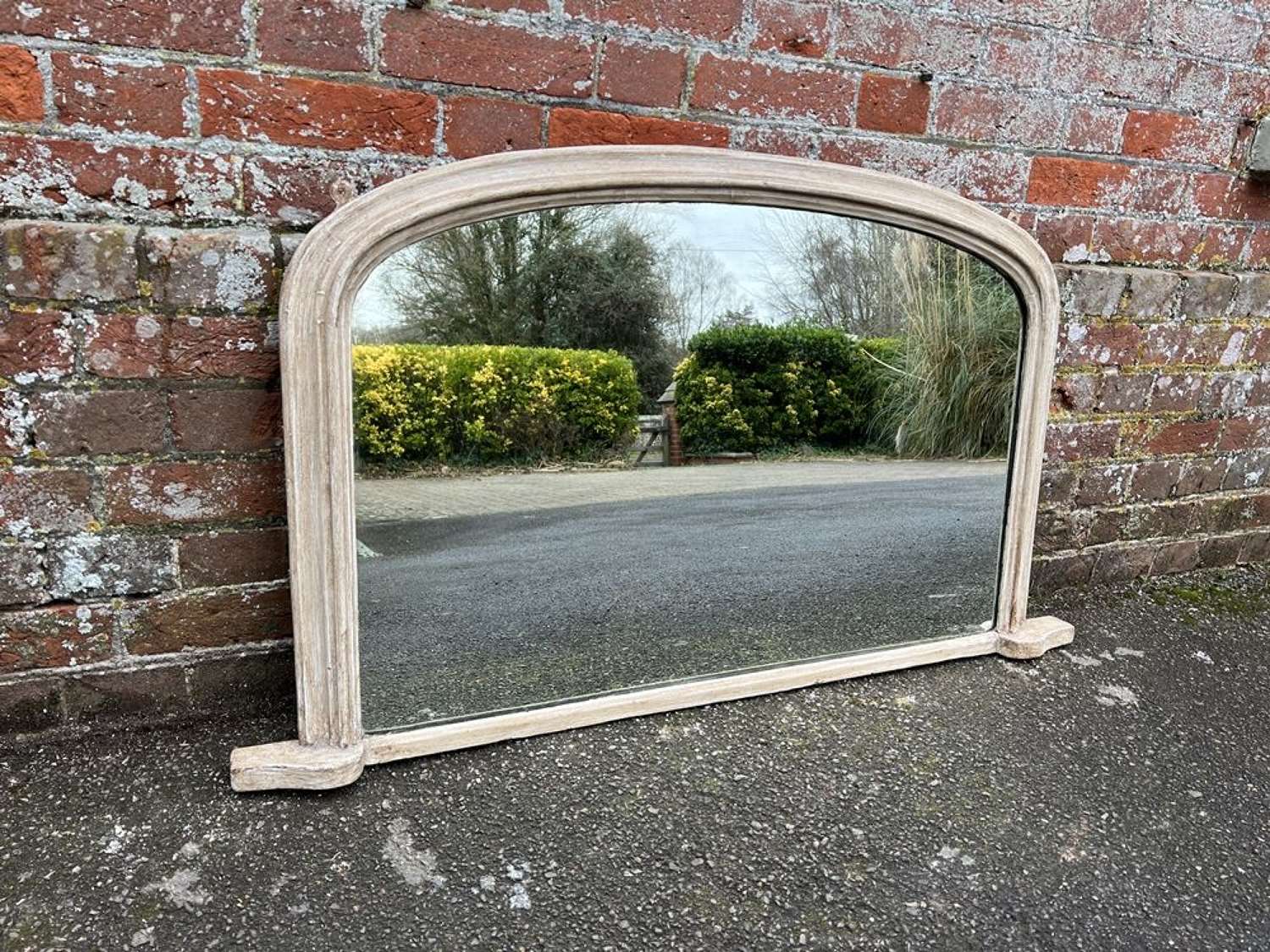 A Highly useful size Antique English 19th C painted Overmantle Mirror.
