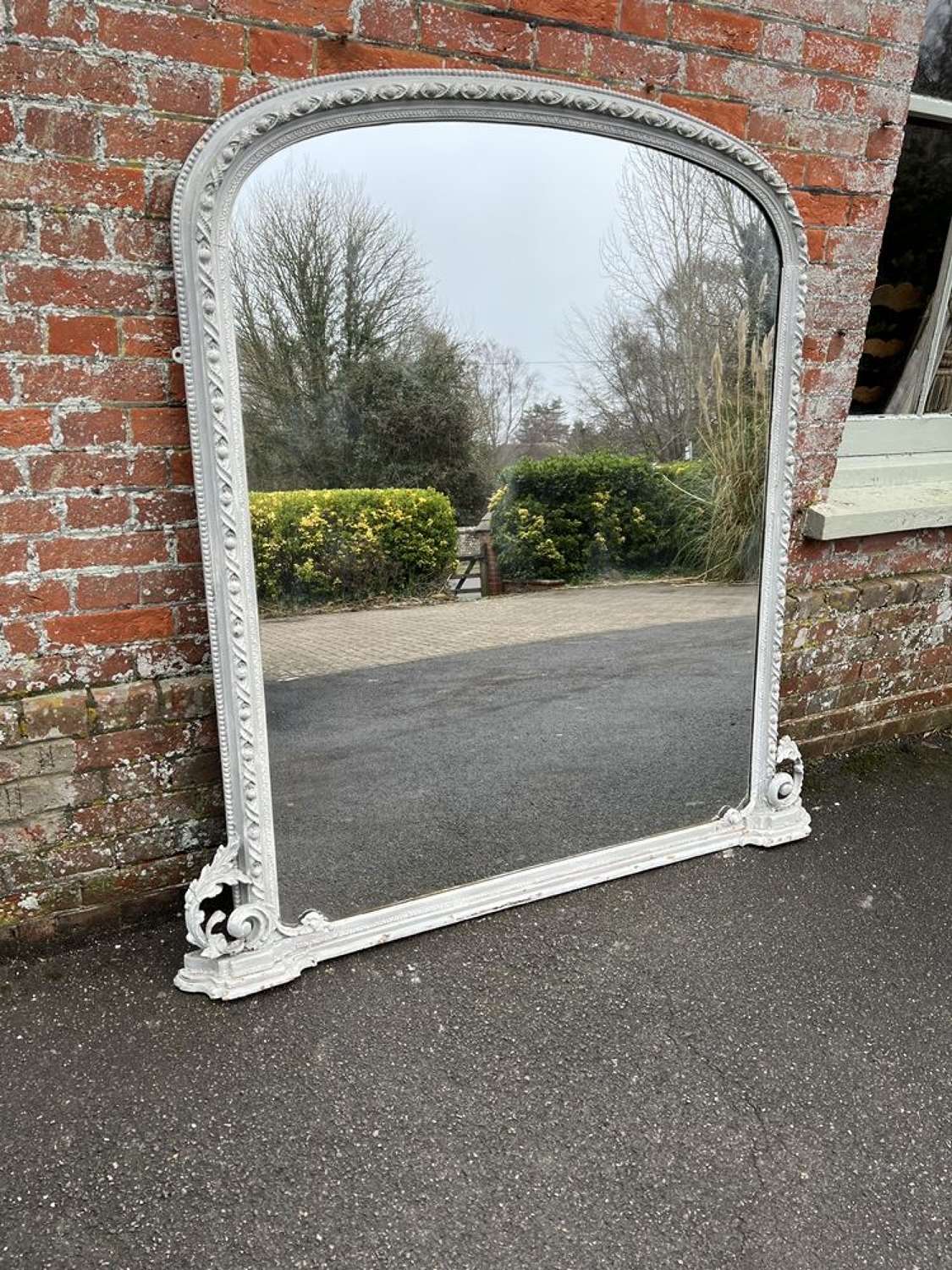 A Fabulous large Antique English 19th Century arched Overmantle Mirror
