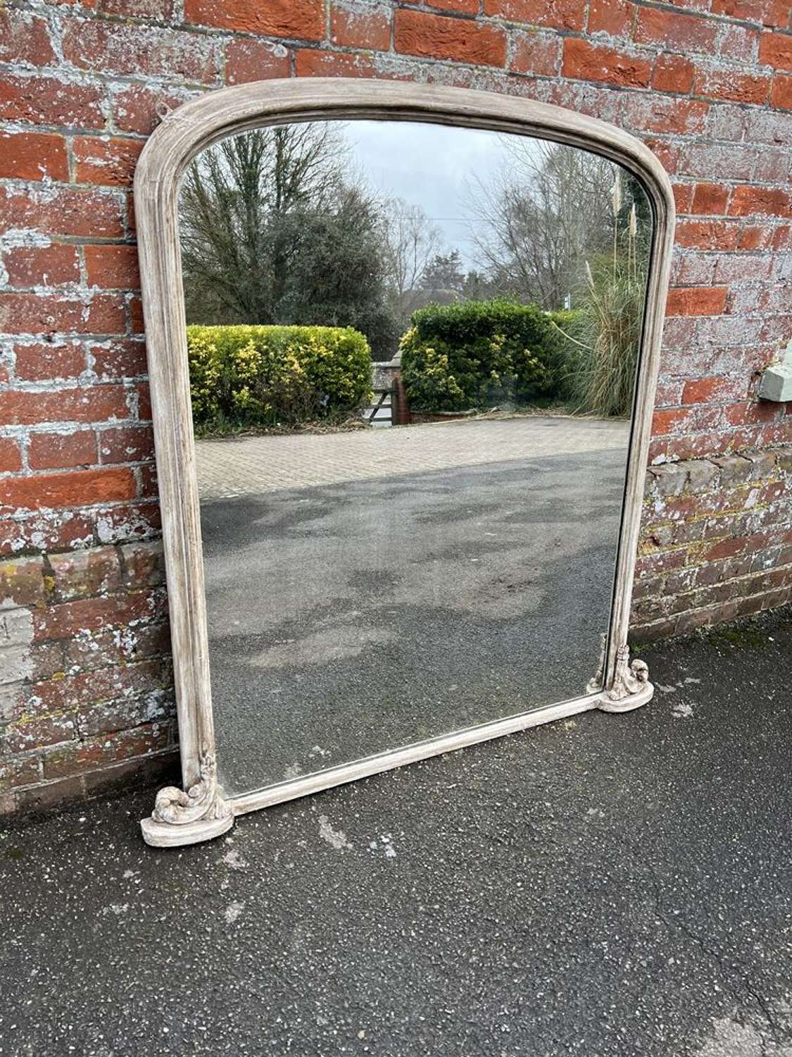 A Wonderful large Antique English 19th Century arched painted Mirror.