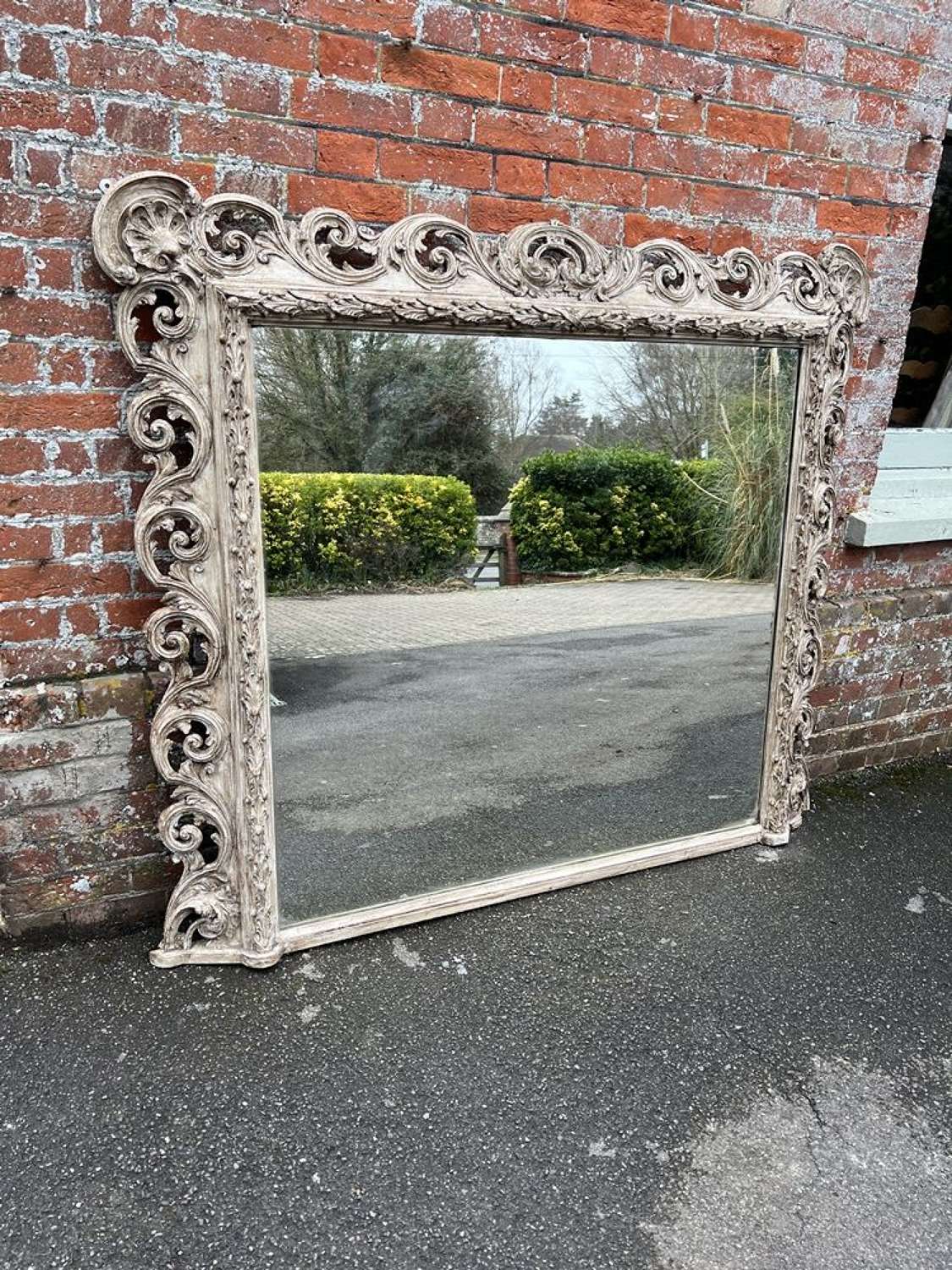 A Superb large Antique English 19th Century painted ornate Mirror.
