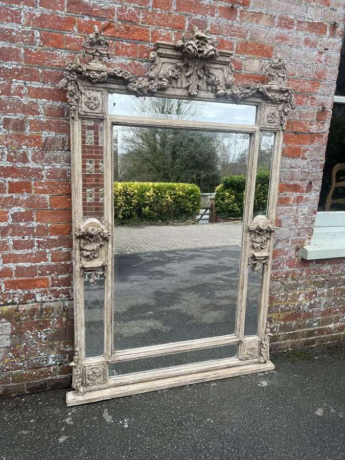 An Exceptional large early 20th Century French painted Cushion Mirror.