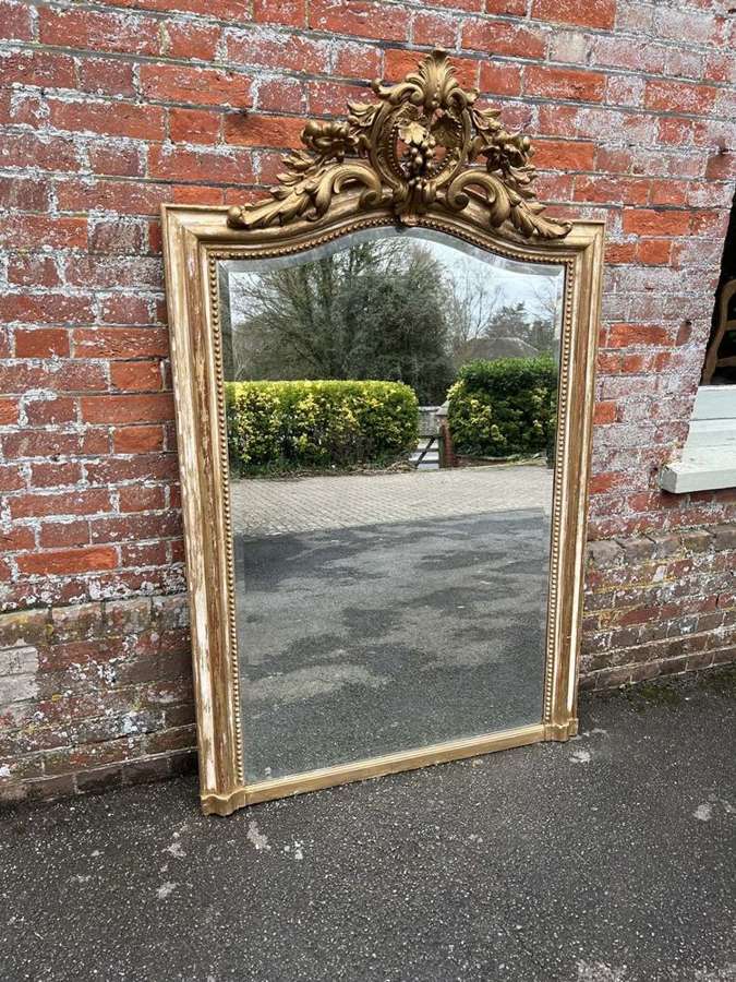 A Spectacular large Antique French 19th Century distressed gilt Mirror