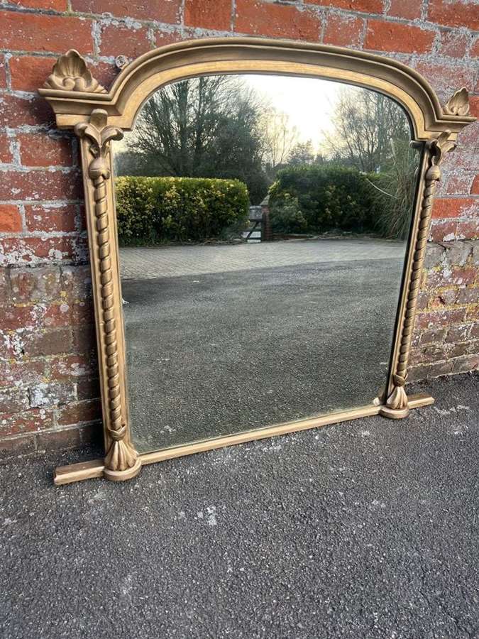 A Delightful highly useful size Antique English 19th Overmantle Mirror