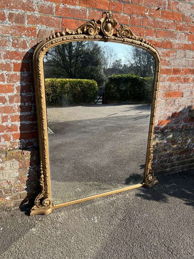 A Superb large Antique English 19th Century  arched top Mirror.