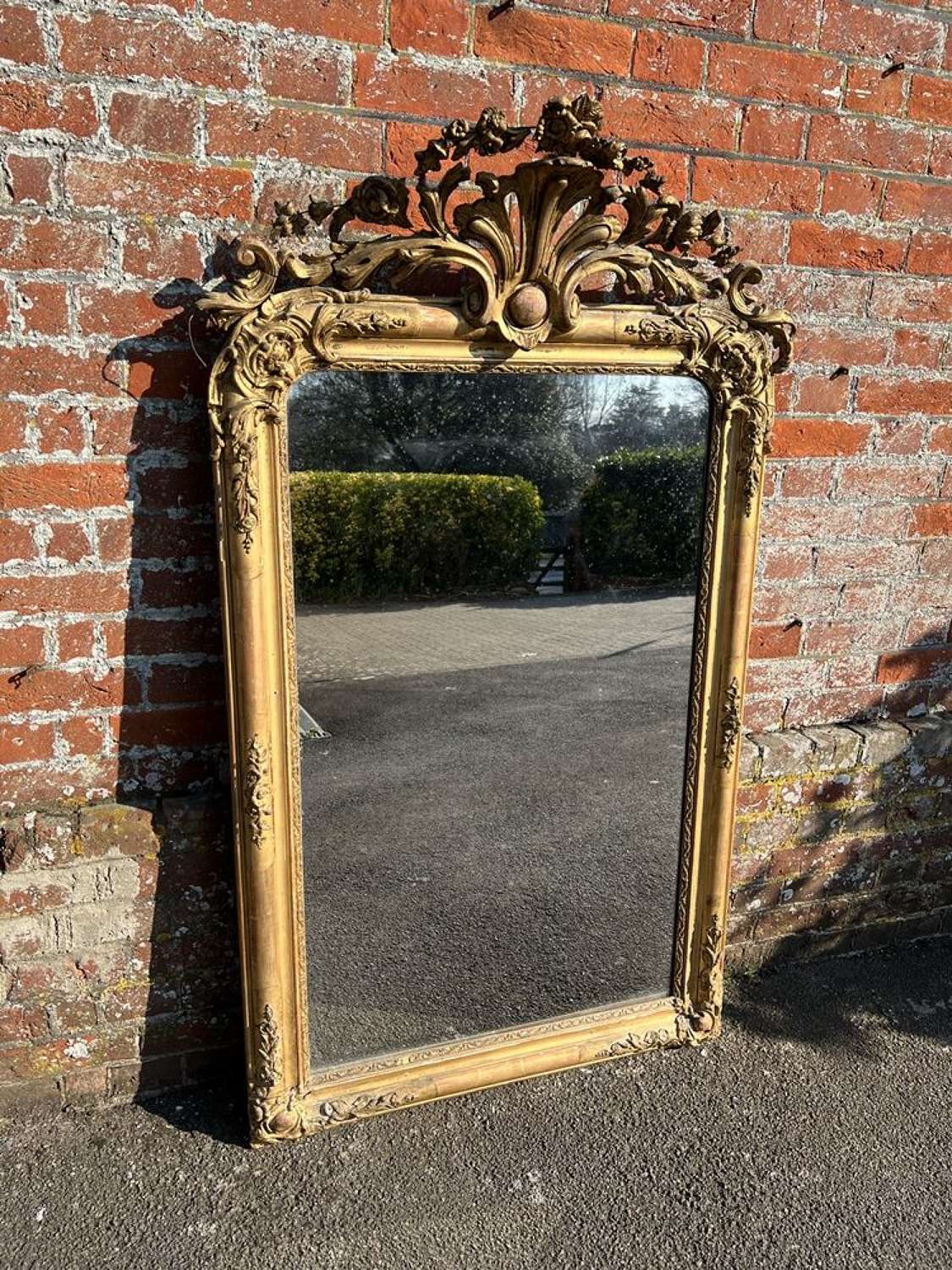 A Spectacular large Antique French 19th Century original gilt Mirror.