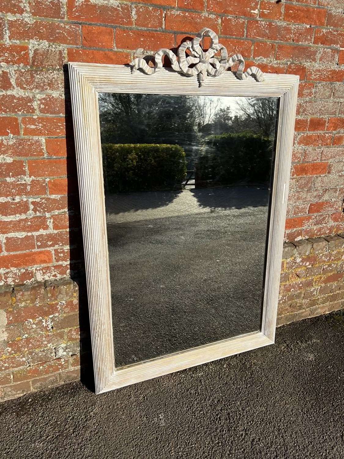 A Fabulous large Antique French 19th Century carved  ribbed Mirror.