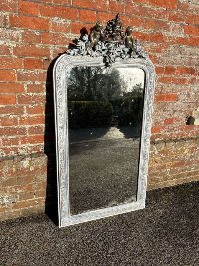 A Stunning large Antique French 19th Century painted & silvered Mirror