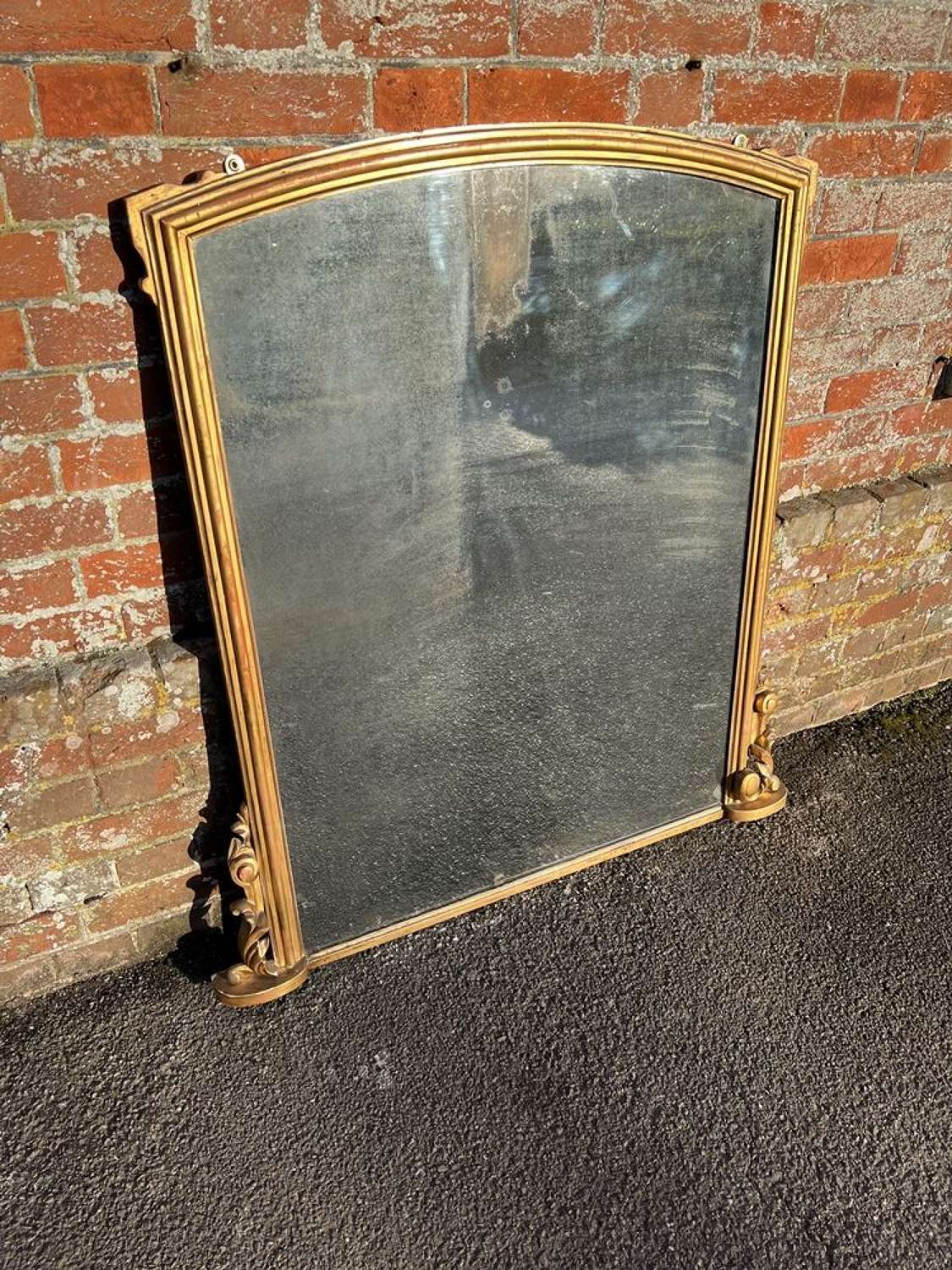 An Exceptional Antique English 19th C original gilt Overmantle Mirror.