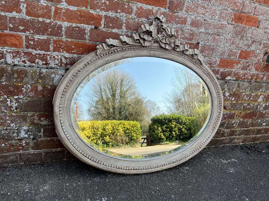 A Wonderful good size Antique French 19th C painted Oval Mirror.