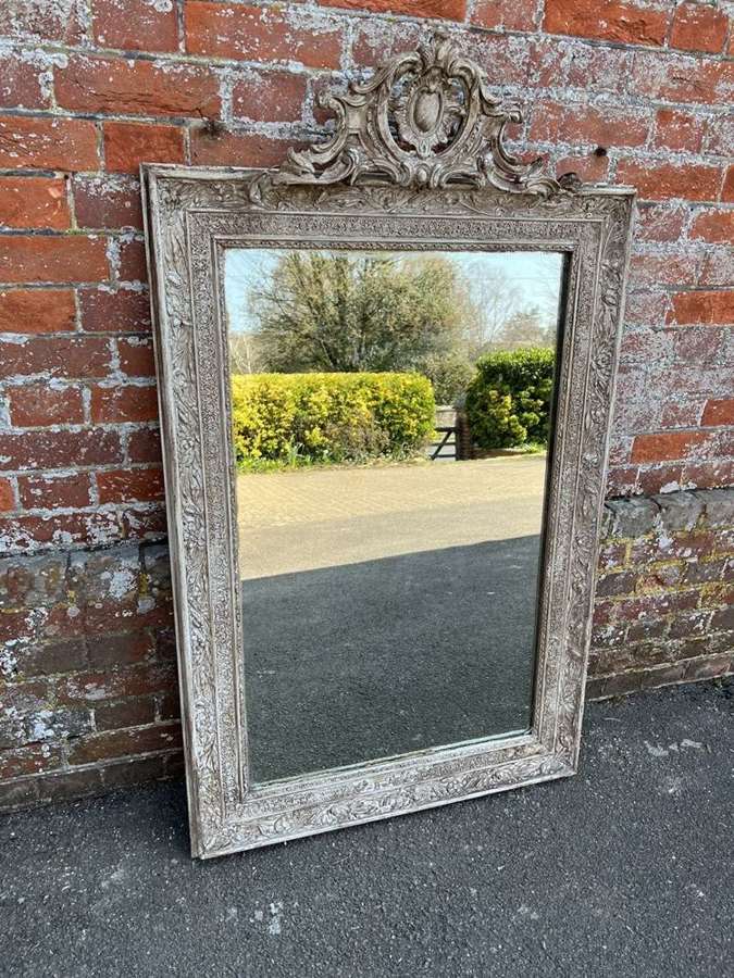 A Delightful large Antique 19th C carved wood & gesso painted Mirror.i
