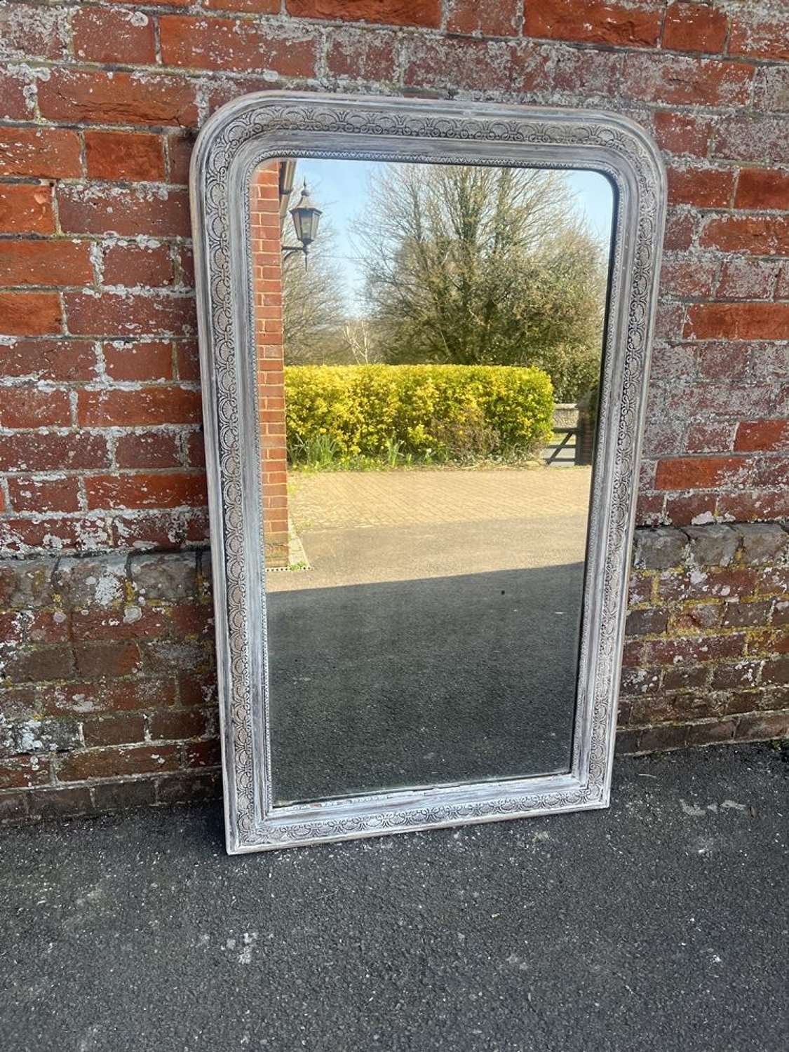 A Superb large Antique French 19th C arched top distressed Mirror.