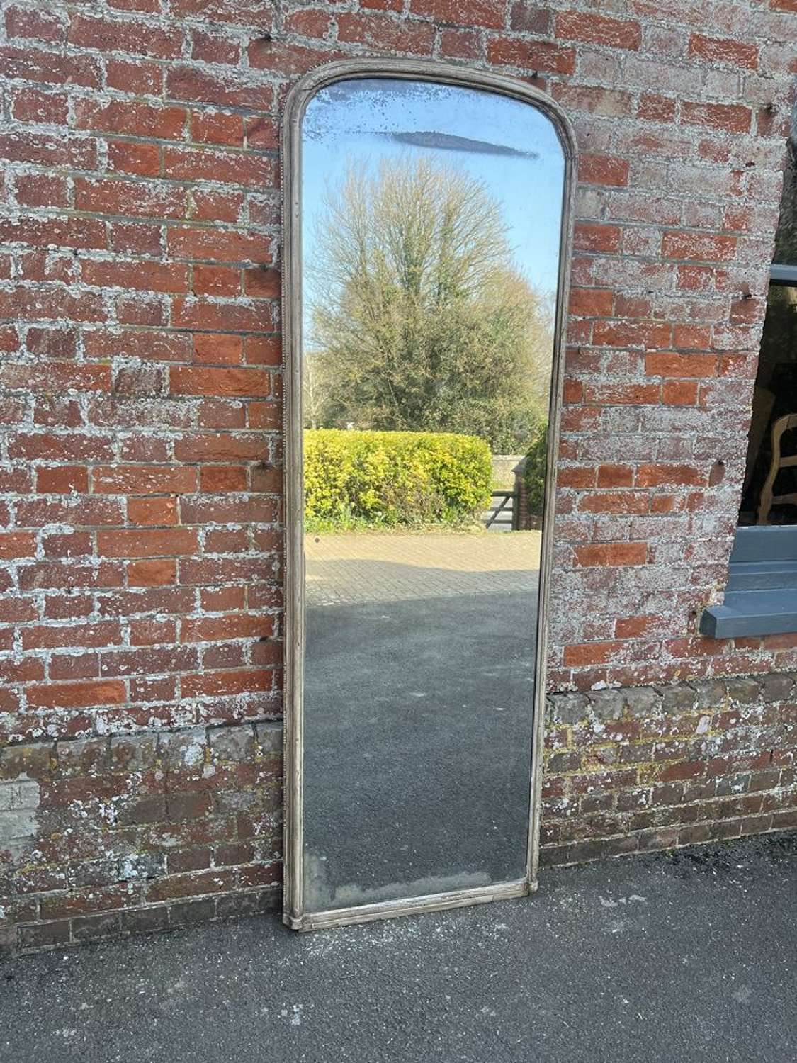 A Spectacular large Antique English 19th C Arched Pier Mirror.