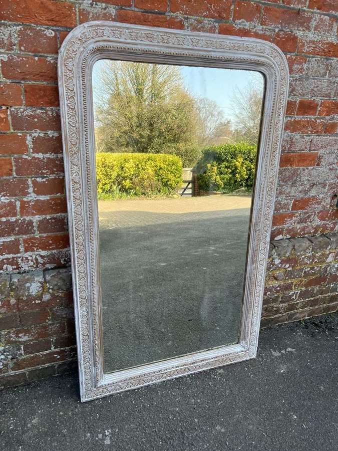 A Wonderful large Antique French 19th C arched top painted Mirror.