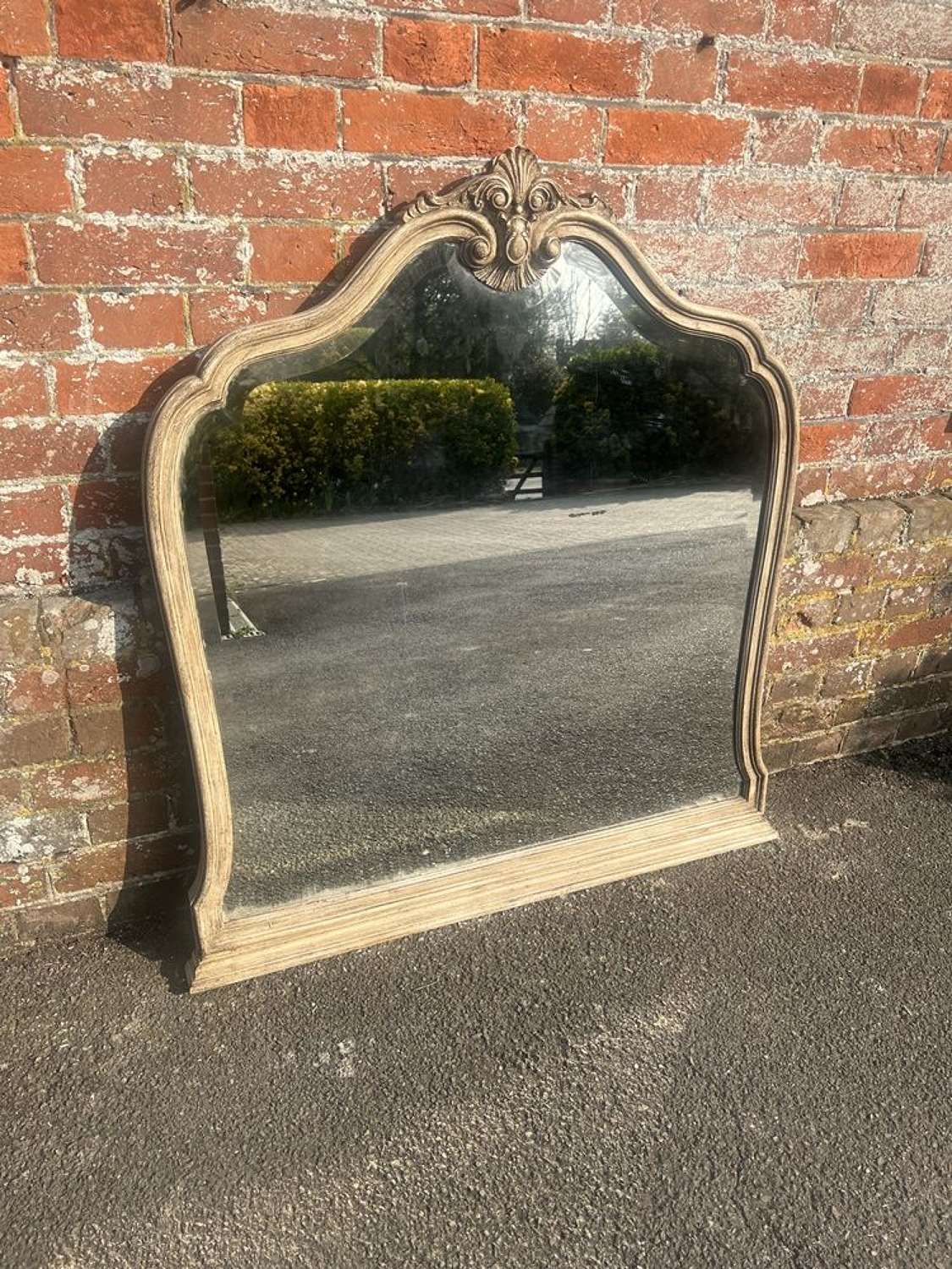 A Fabulous good size early 20thC French carved wood shaped top Mirror