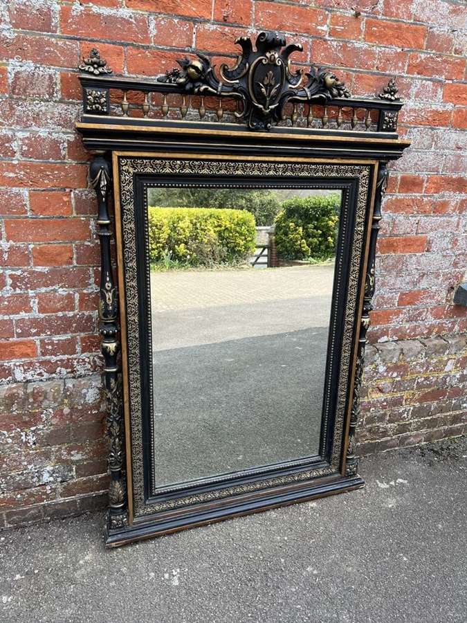 A Fabulous large Antique French 19th C original black & gilt Mirror.