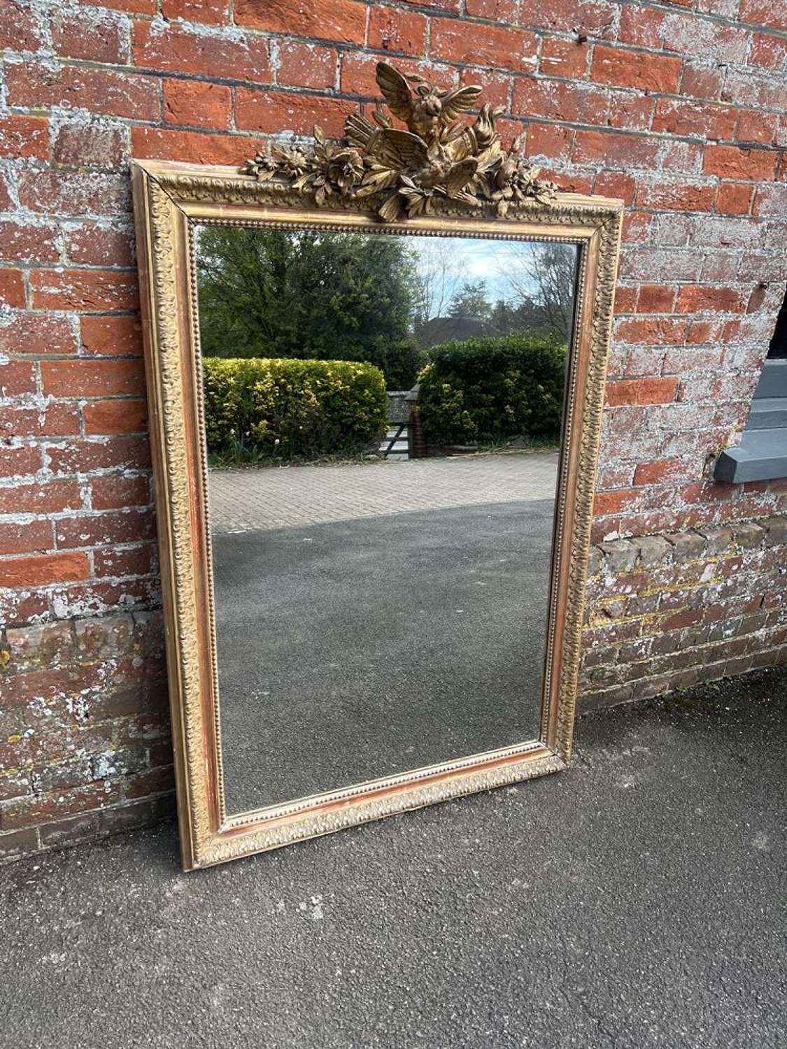 A Delightful large Antique French 19th Century 19th C gilt Mirror