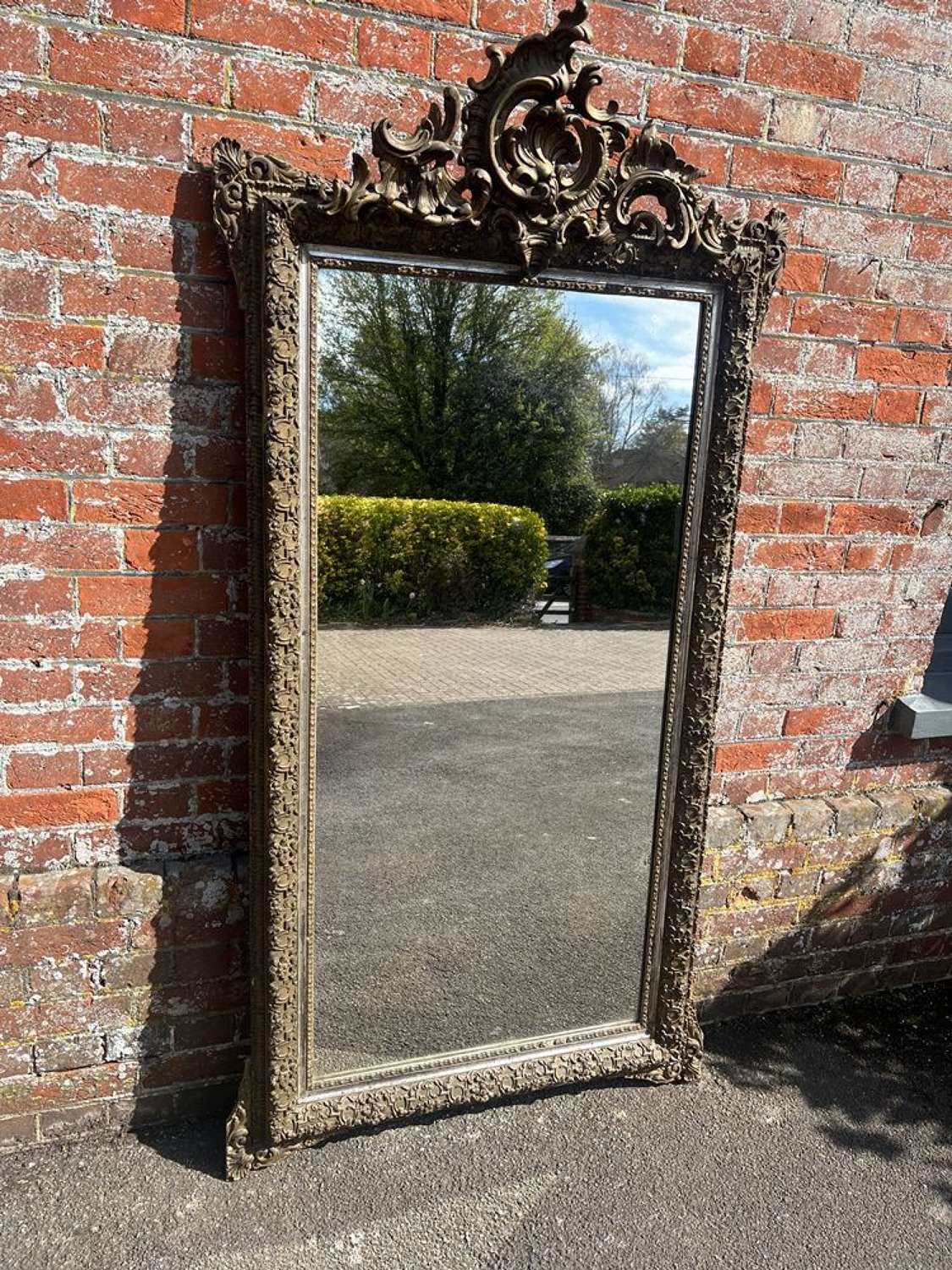 A Fabulous large Antique French 19th Century silver/gilt Mirror