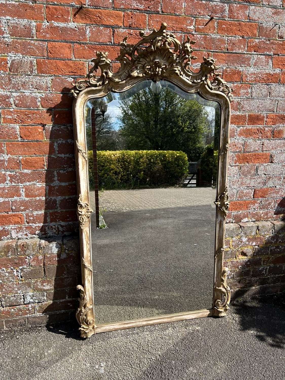 A Stunning  large Antique French 19th Century distressed gilt Mirror.