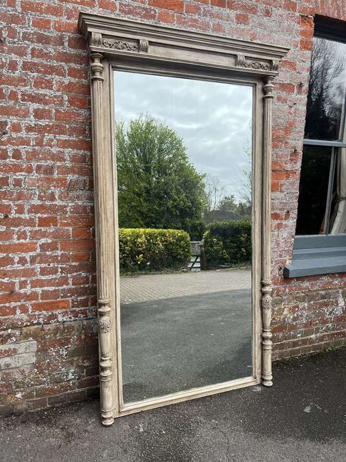 An Exceptional large Antique French 19th C Painted Column Mirror