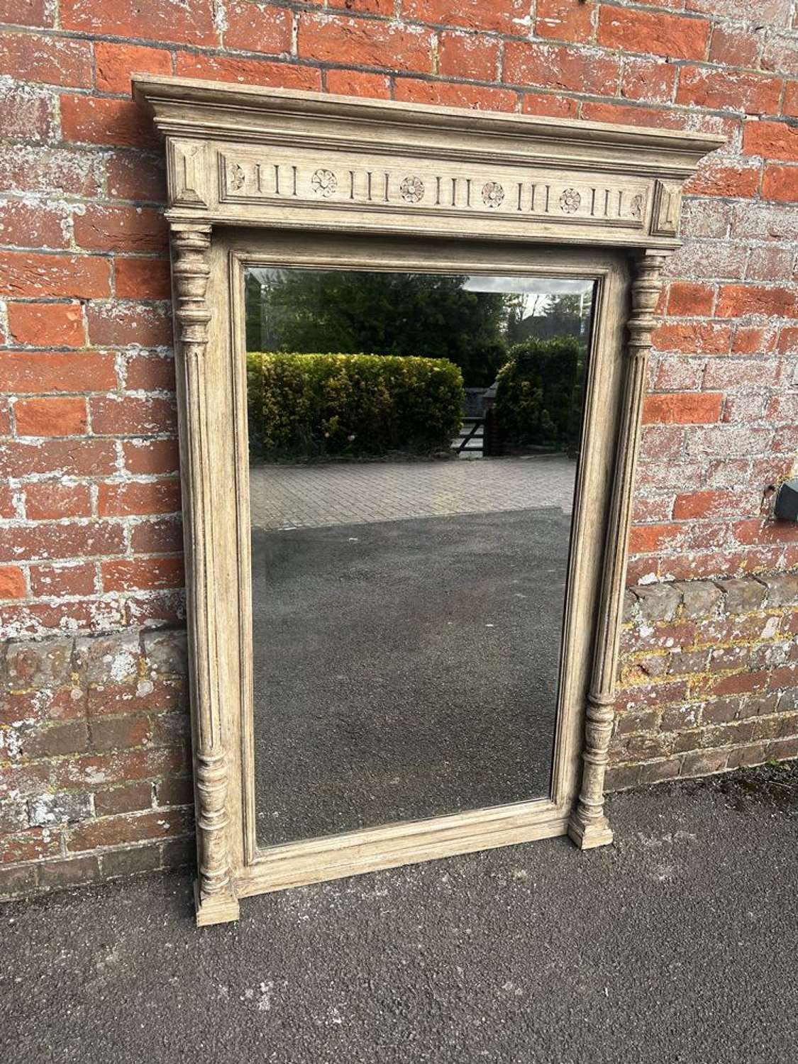 A Fabulous large Antique French 19th C carved wood painted Mirror