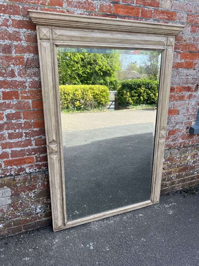 A Delightful large Antique French 19th C carved wood painted Mirror.