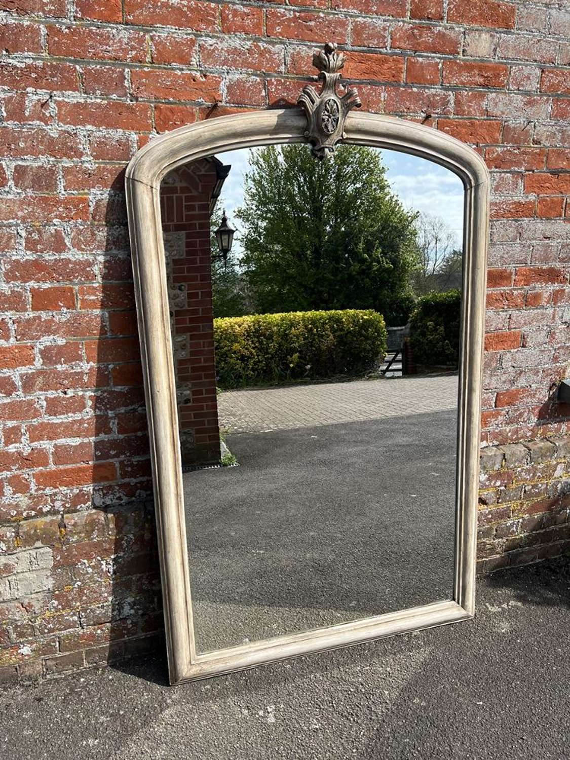 A Spectacular large Antique French 19th Century painted arched Mirror.