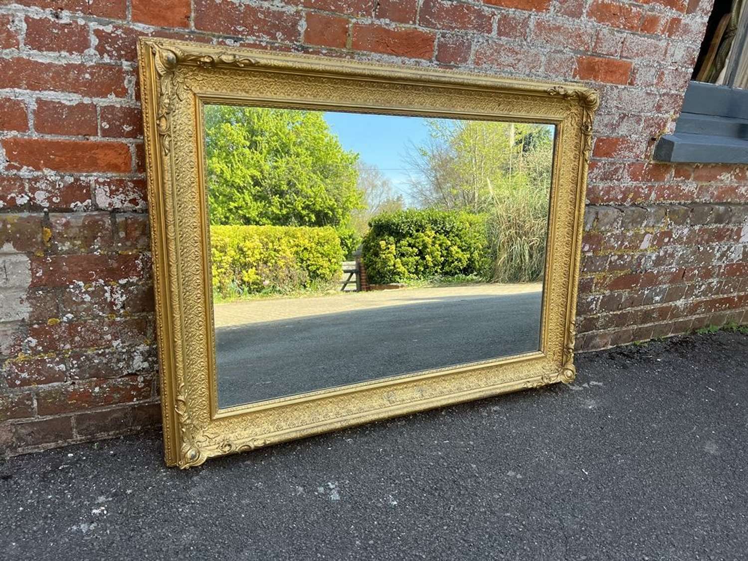 A Stunning Antique English 19th C carved wood & gesso gilt Mirror.
