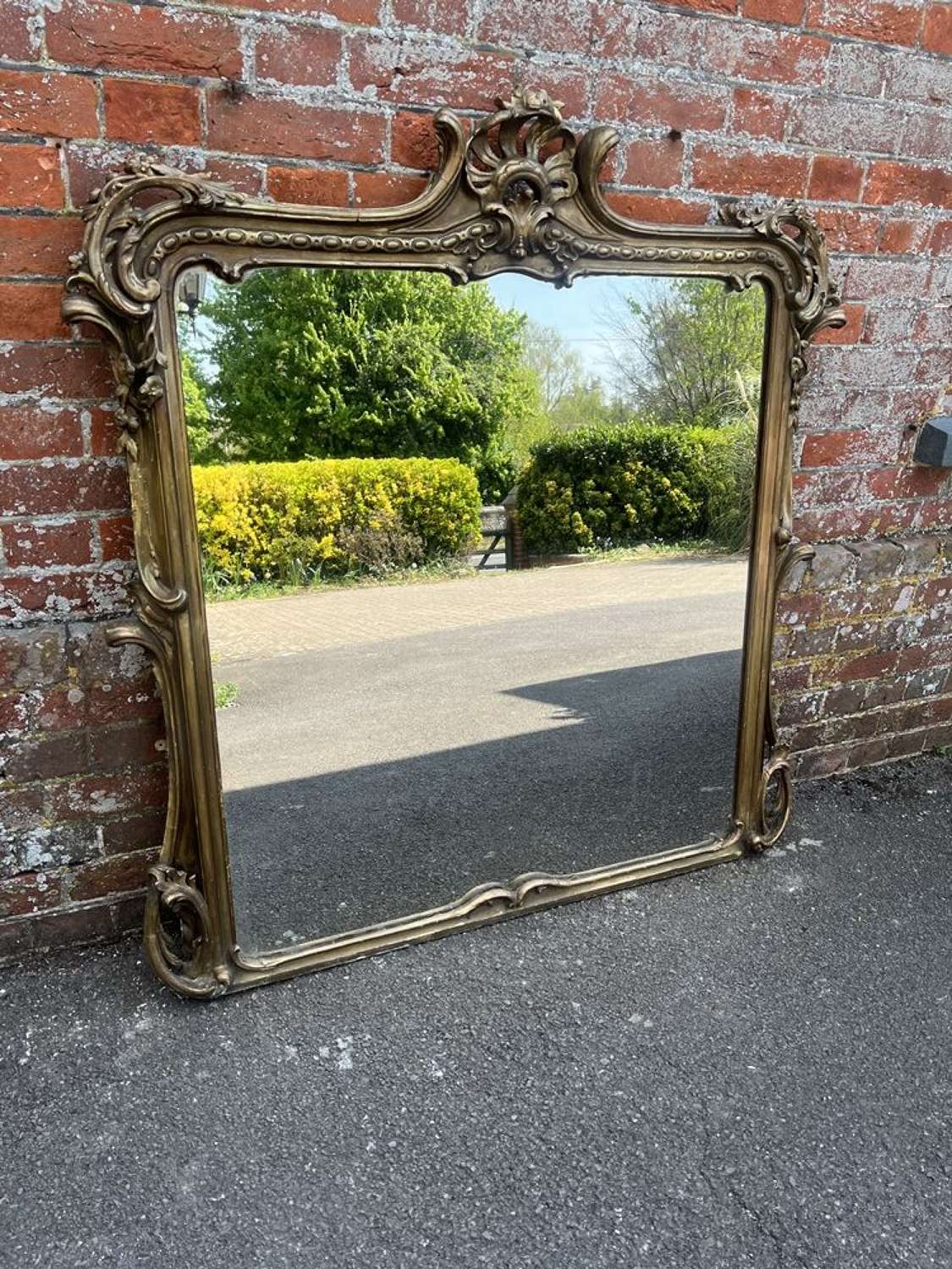 An Exceptional large Antique English 19th C gilt ornate framed Mirror.