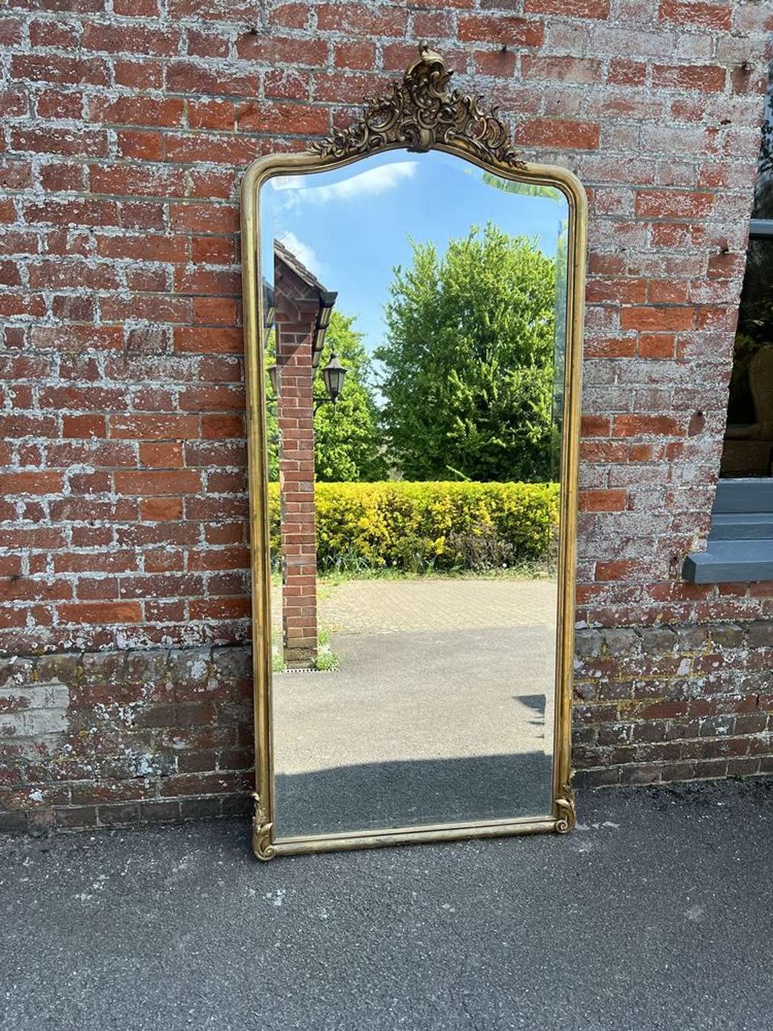 A Spectacular large Antique French 19th C original gilt shaped Mirror.